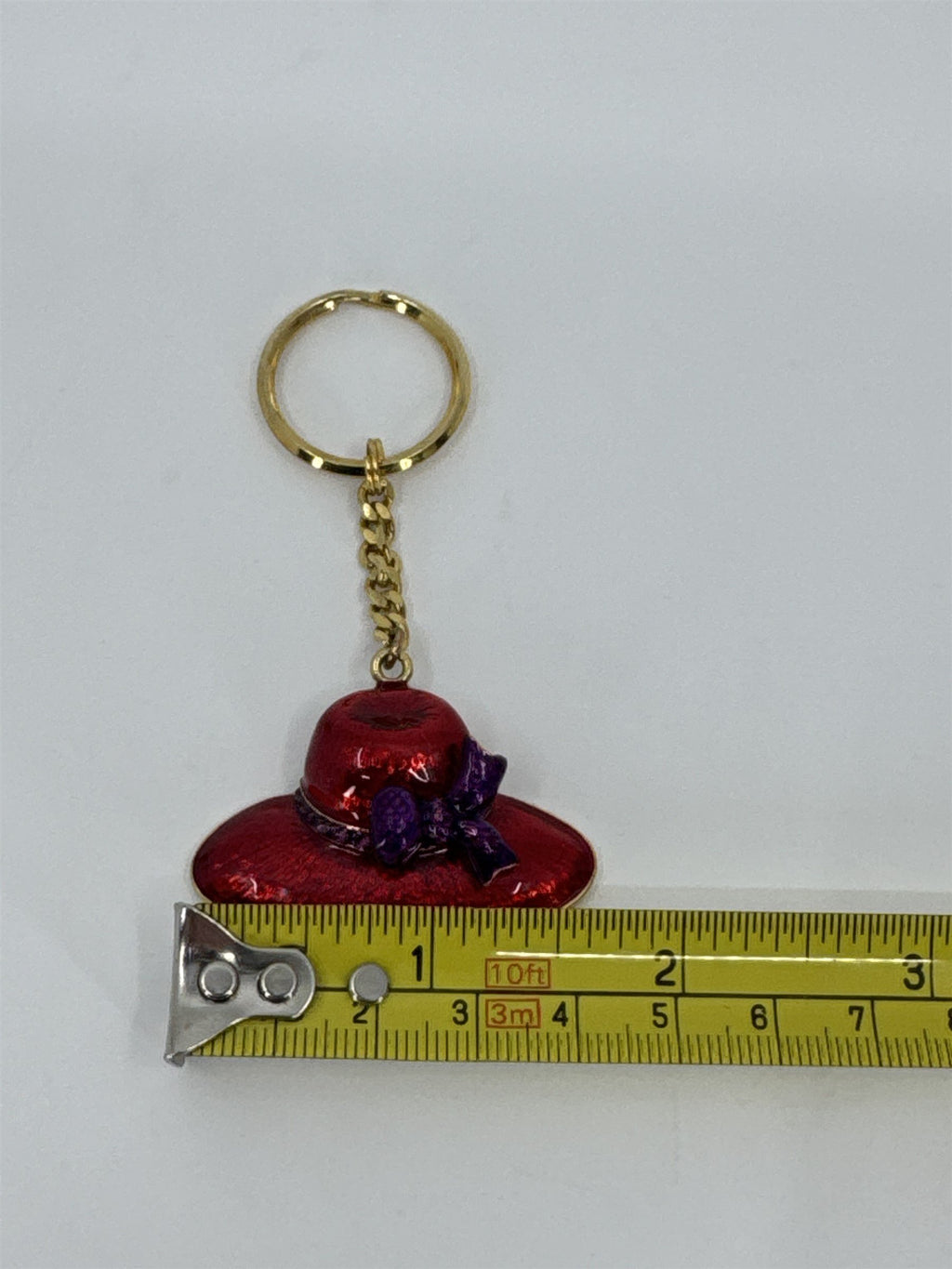 Womens Red Hat Society Purple Gold Tone Key Rung Chain