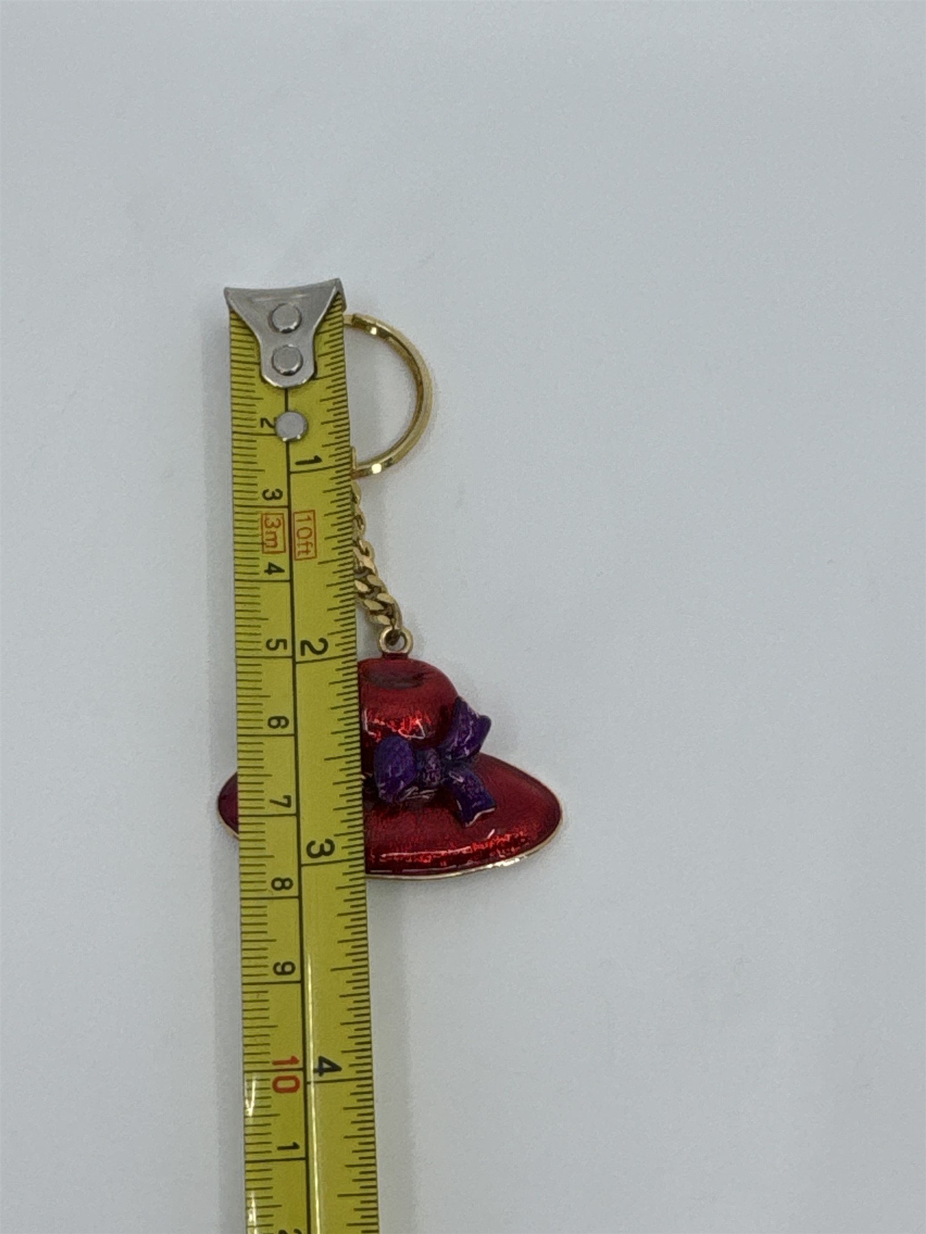 Womens Red Hat Society Purple Gold Tone Key Rung Chain