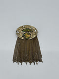 Vintage Marena Abalone Brass Waterfall Brooch Art Deco Abstract Brutalist Tassel