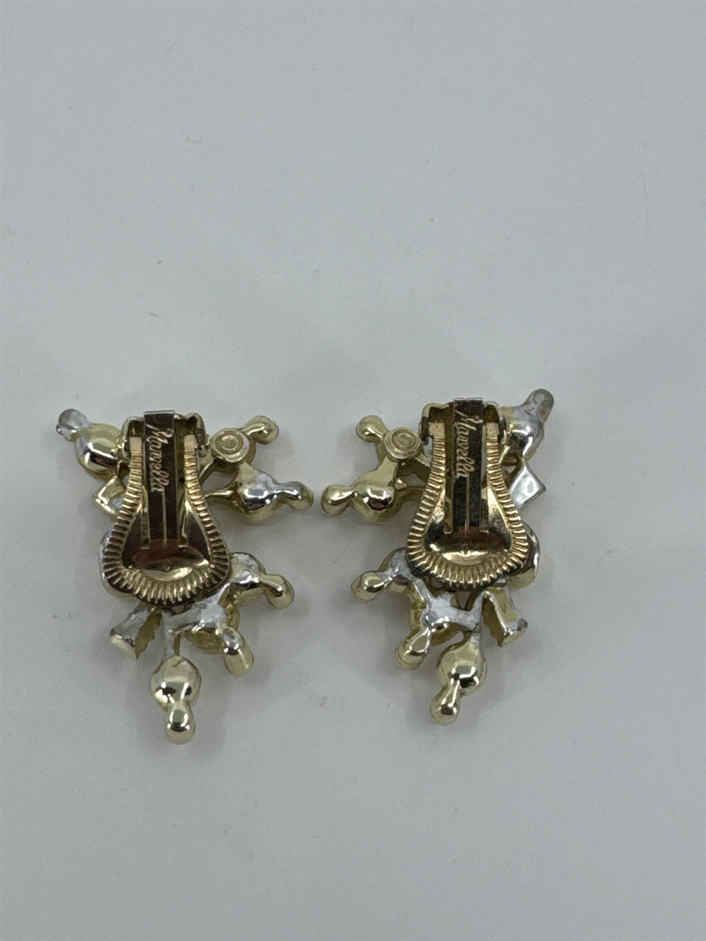 Vintage Marvella Faux Pearl Rhinestone Clip-On Earrings