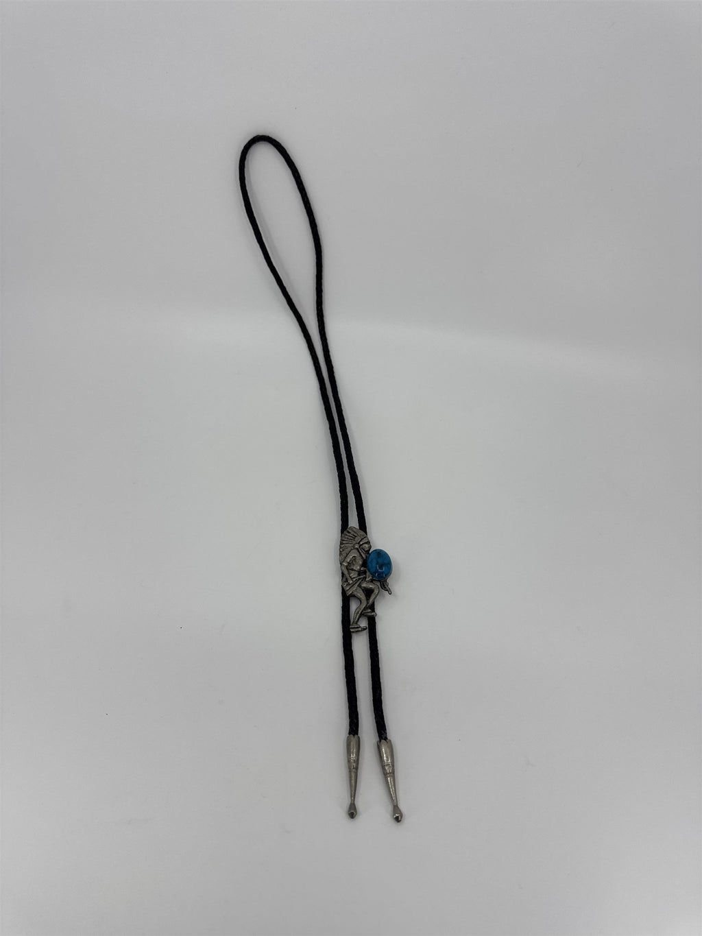 Vintage Navajo Style Silver(?) or Pewter(?) and Turquoise Bolo Neck Tie