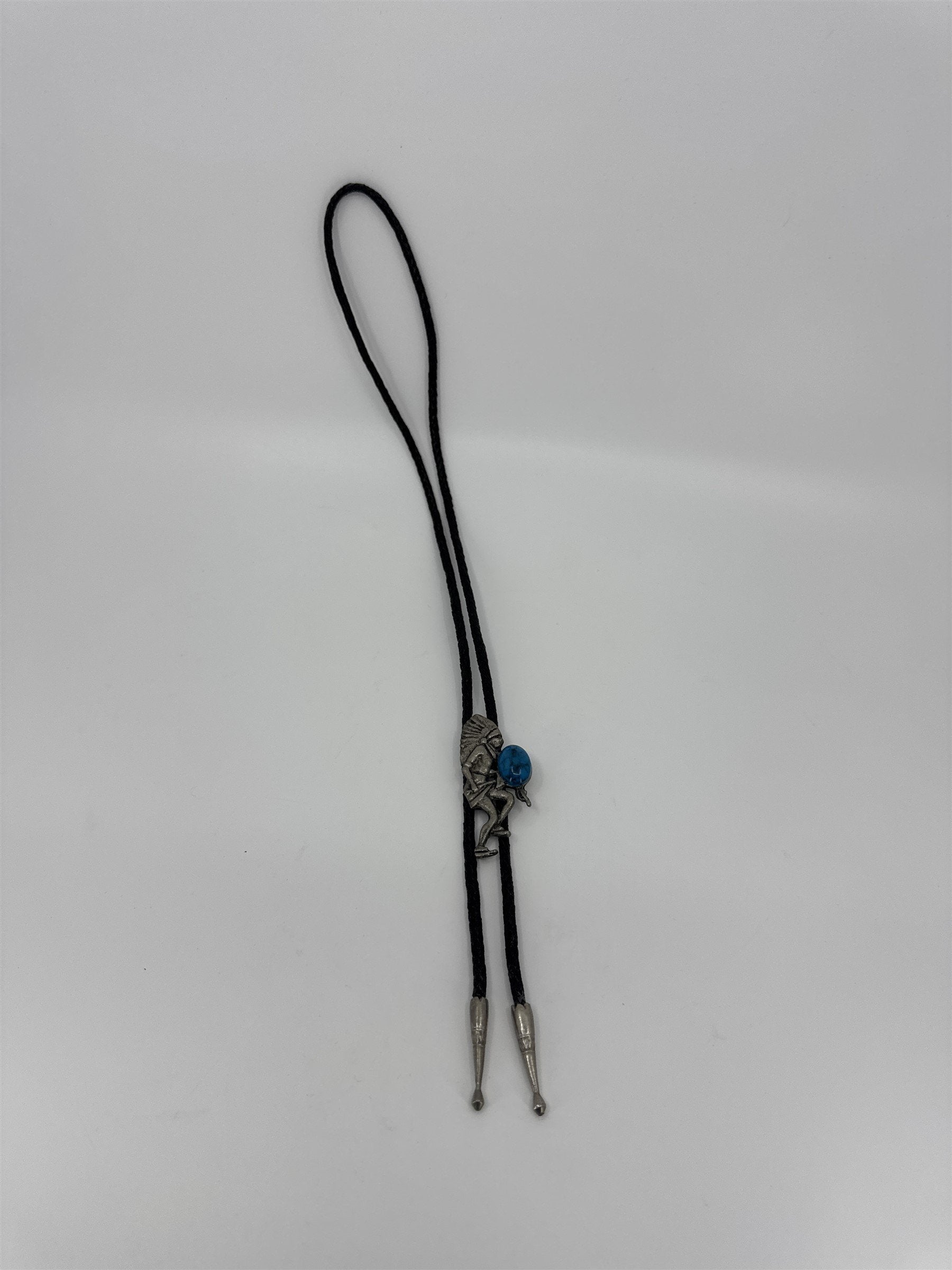 Vintage Navajo Style Silver(?) or Pewter(?) and Turquoise Bolo Neck Tie