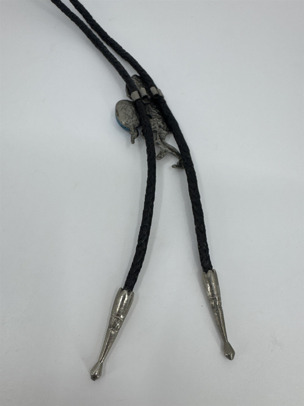 Vintage Navajo Style Silver(?) or Pewter(?) and Turquoise Bolo Neck Tie