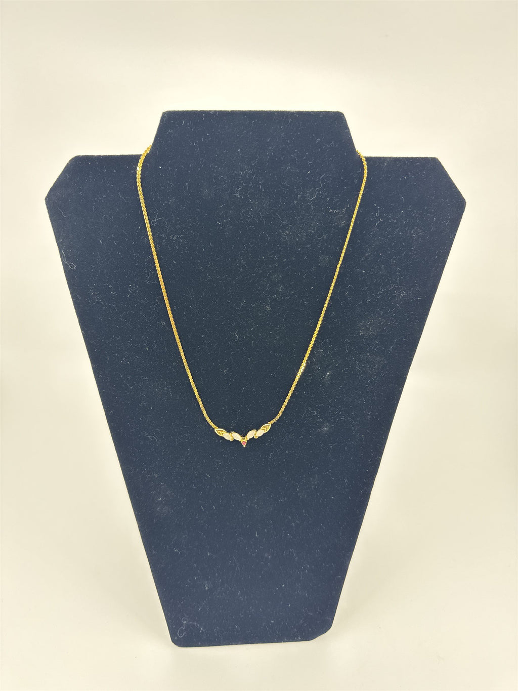 Womens Necklace Gold Tone Opalescent Iridescent Faux Crystals