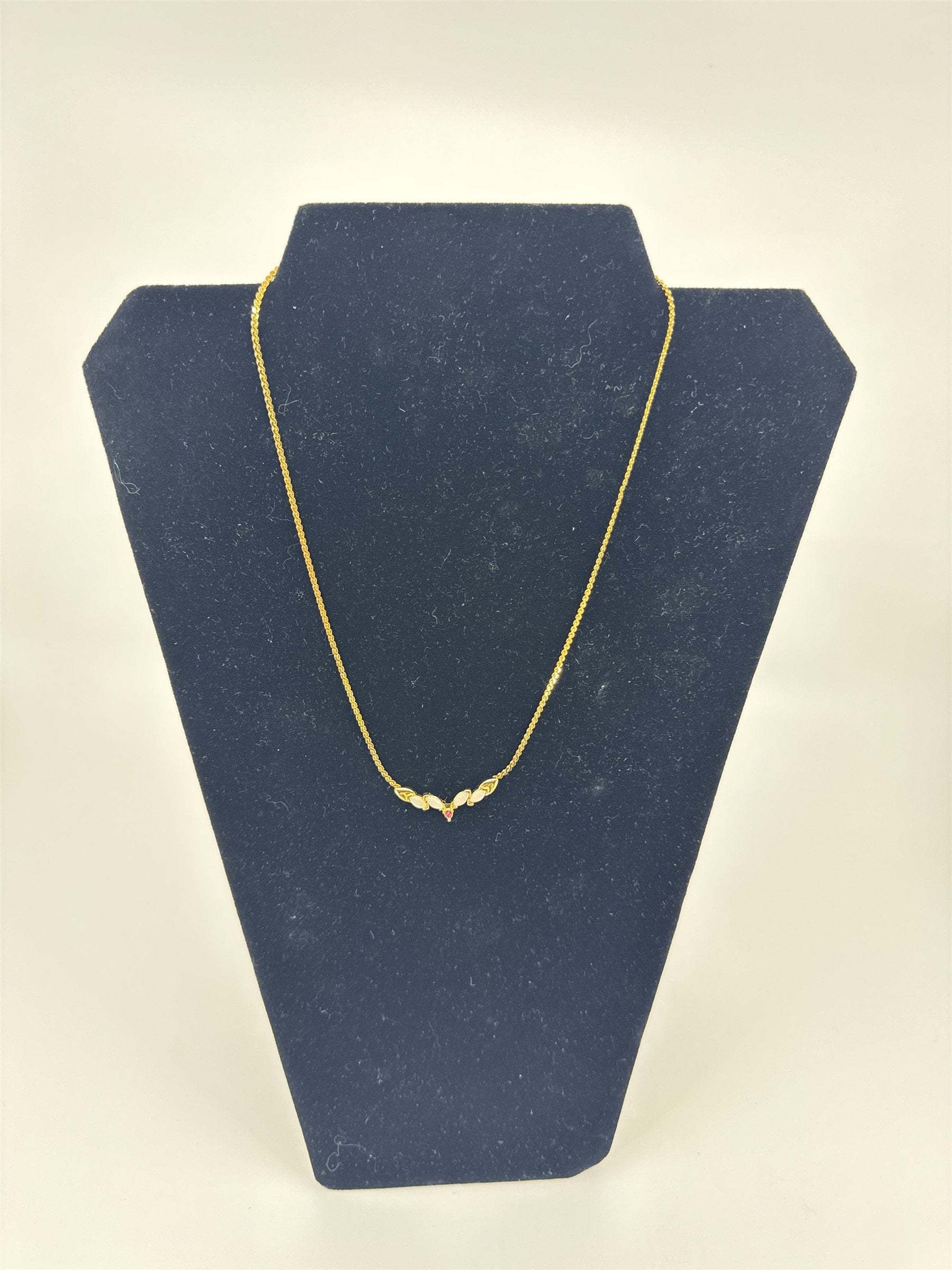 Womens Necklace Gold Tone Opalescent Iridescent Faux Crystals