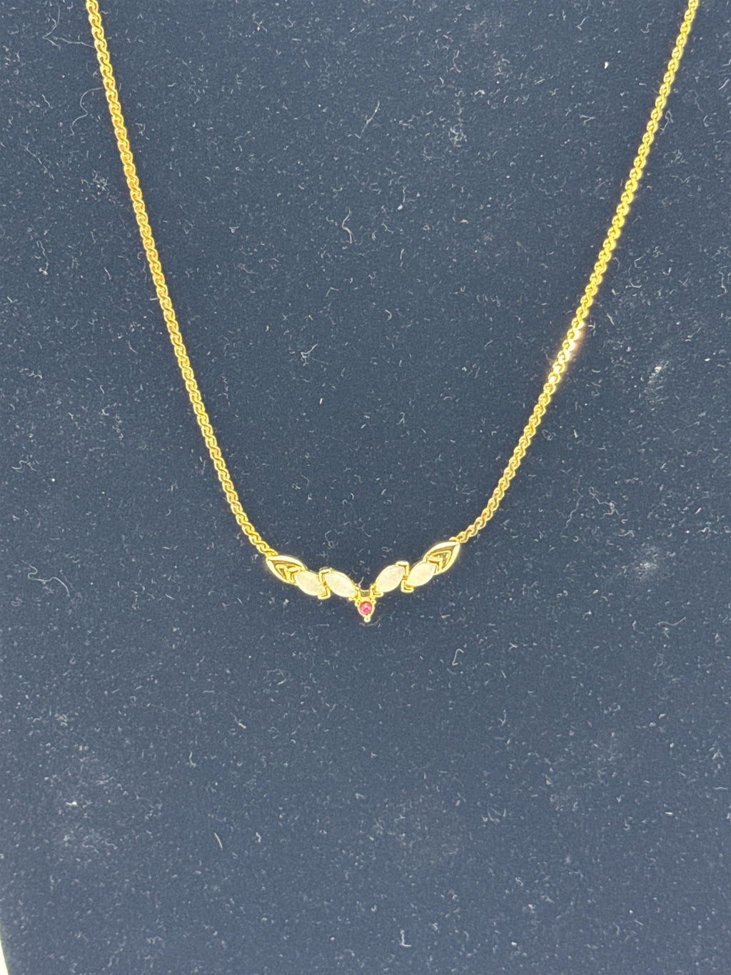 Womens Necklace Gold Tone Opalescent Iridescent Faux Crystals