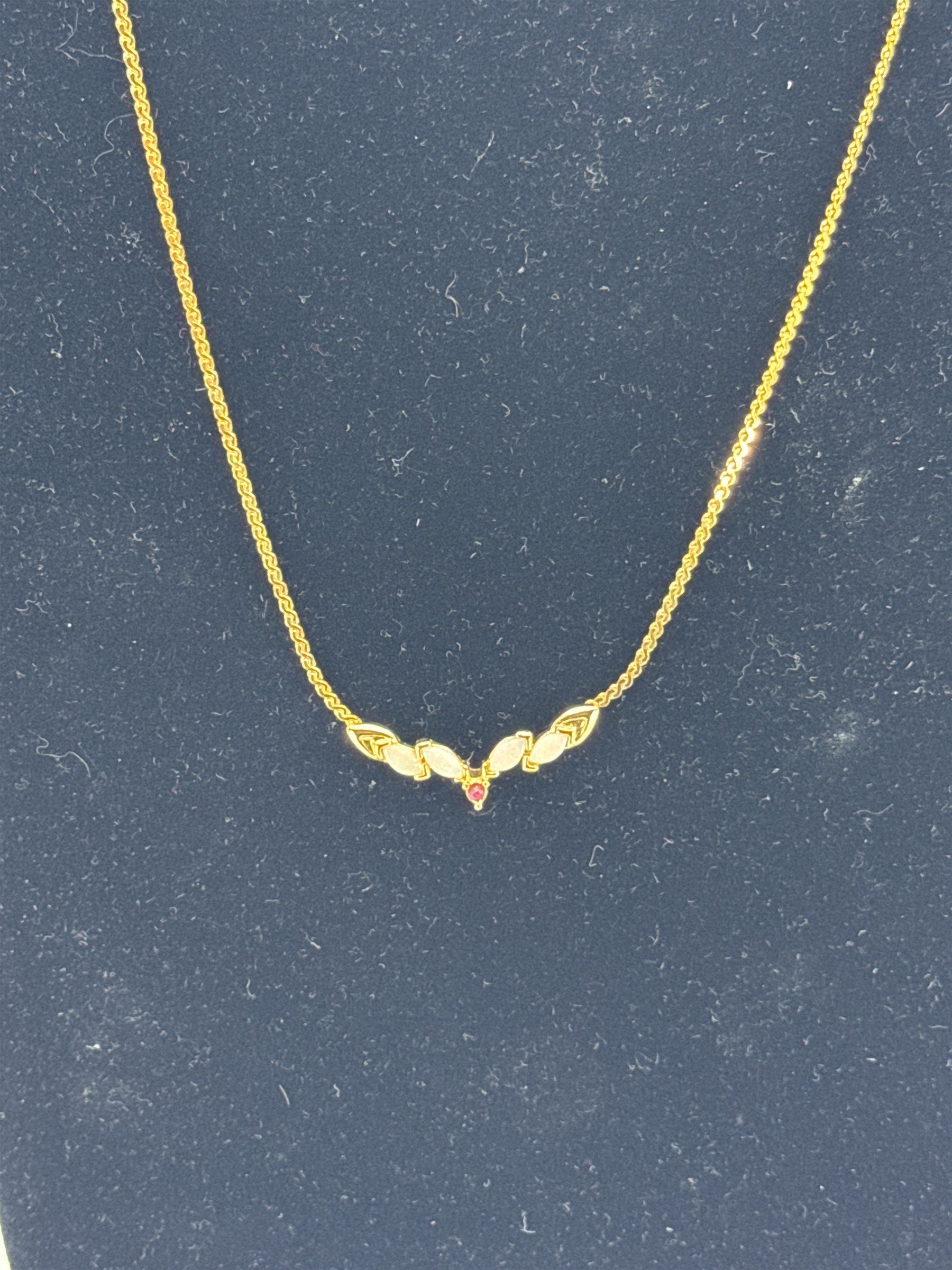 Womens Necklace Gold Tone Opalescent Iridescent Faux Crystals