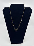 Vintage Gold-Toned Butterfly and Faux Pearl Thin Chain Petite Necklace