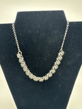 Vintage Silver-Tone Leaf Vine Sprout Charm Chain Necklace