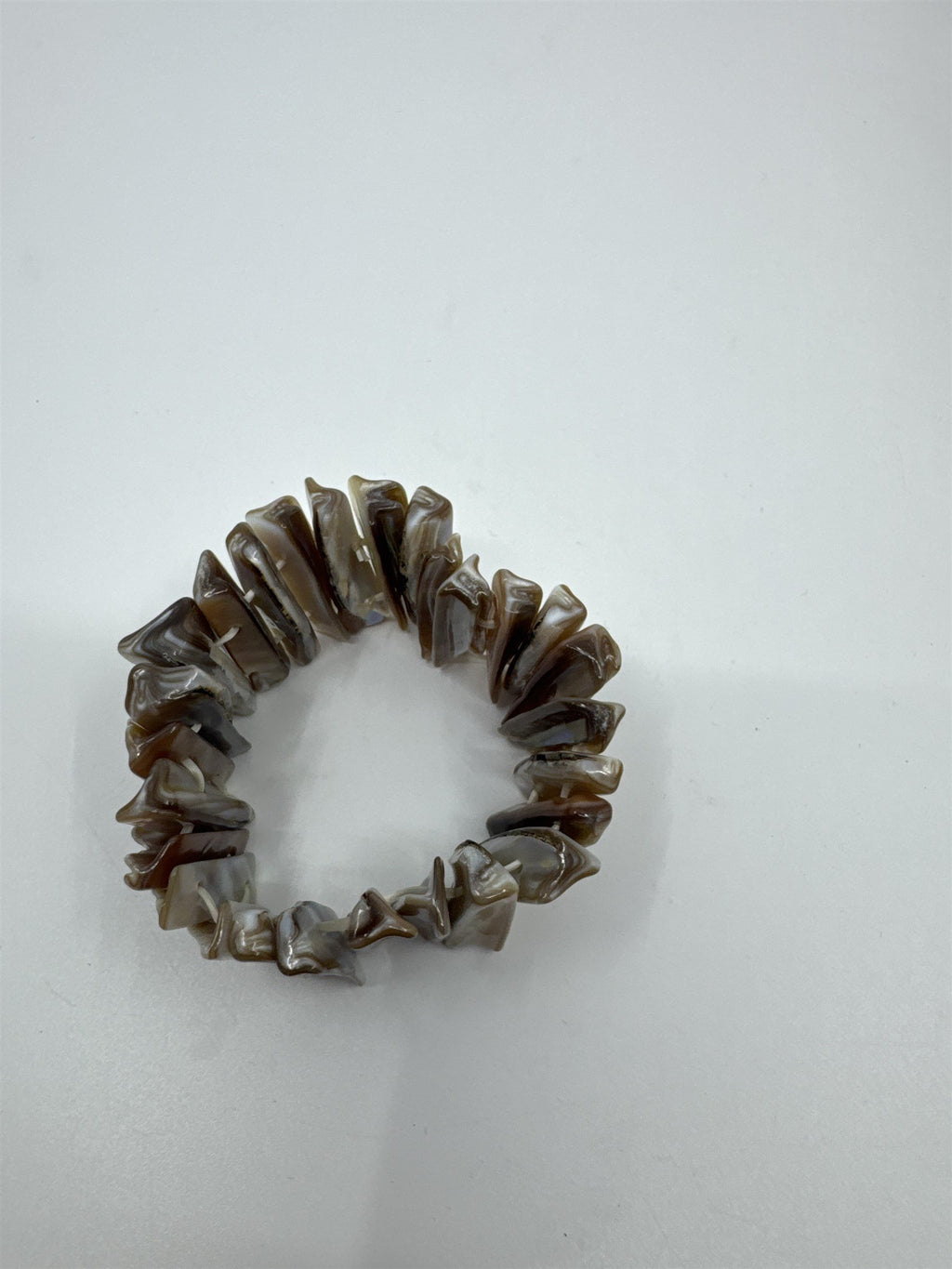 Vintage Womens Iridescent Abalone Shell Stretch Bracelet Elastic Band