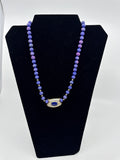 Vintage Purple Beaded Costume Jewelry With Gold and Rhinestone Pendant Necklace