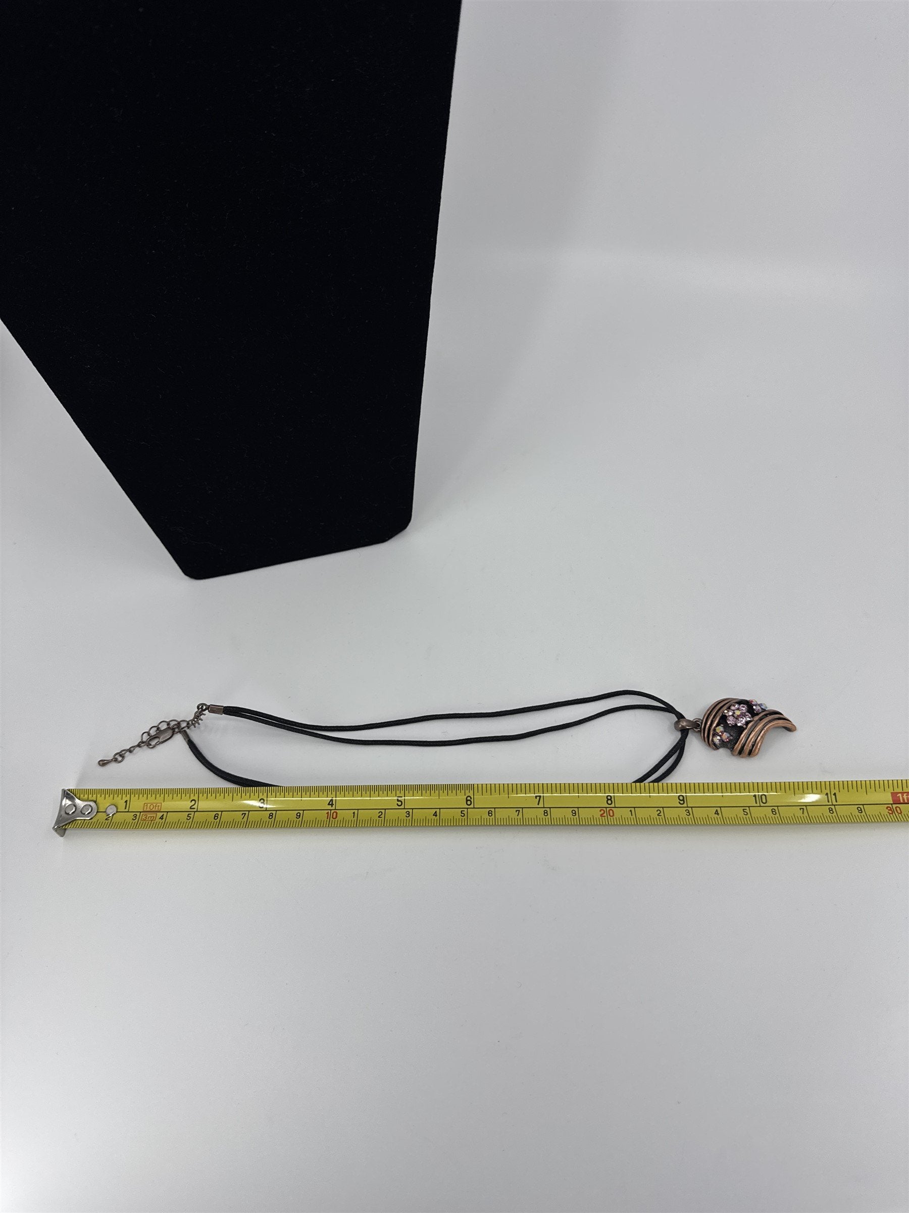 Rose Gold Floral Pink Flower Pendant Necklace with Double Rope and Clasp