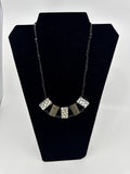 Silver and Brass Tone Alligator Crocodile Pattern Metal Beaded Necklace