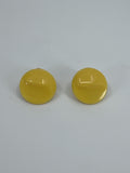 Vintage Costume Jewelry Yellow Resin Textured Swirl Circular Clip-On Earrings