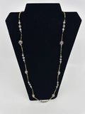 Vintage Costume Jewelry Metal Ladybugs and Beads Flowers Green/Yellow Necklace