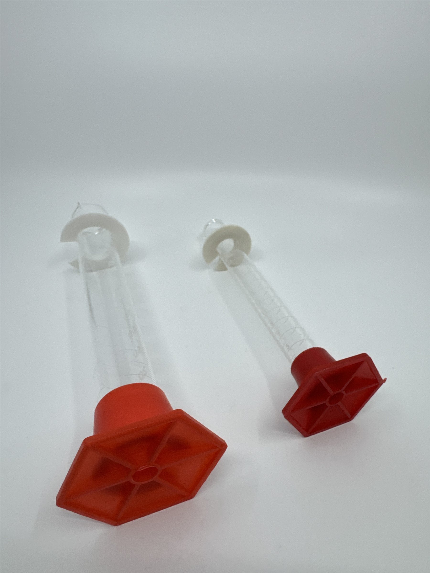 Lab Glass Graduated Cylinder Glass 25mL and 100mL Set of 2 Red Hex Bases