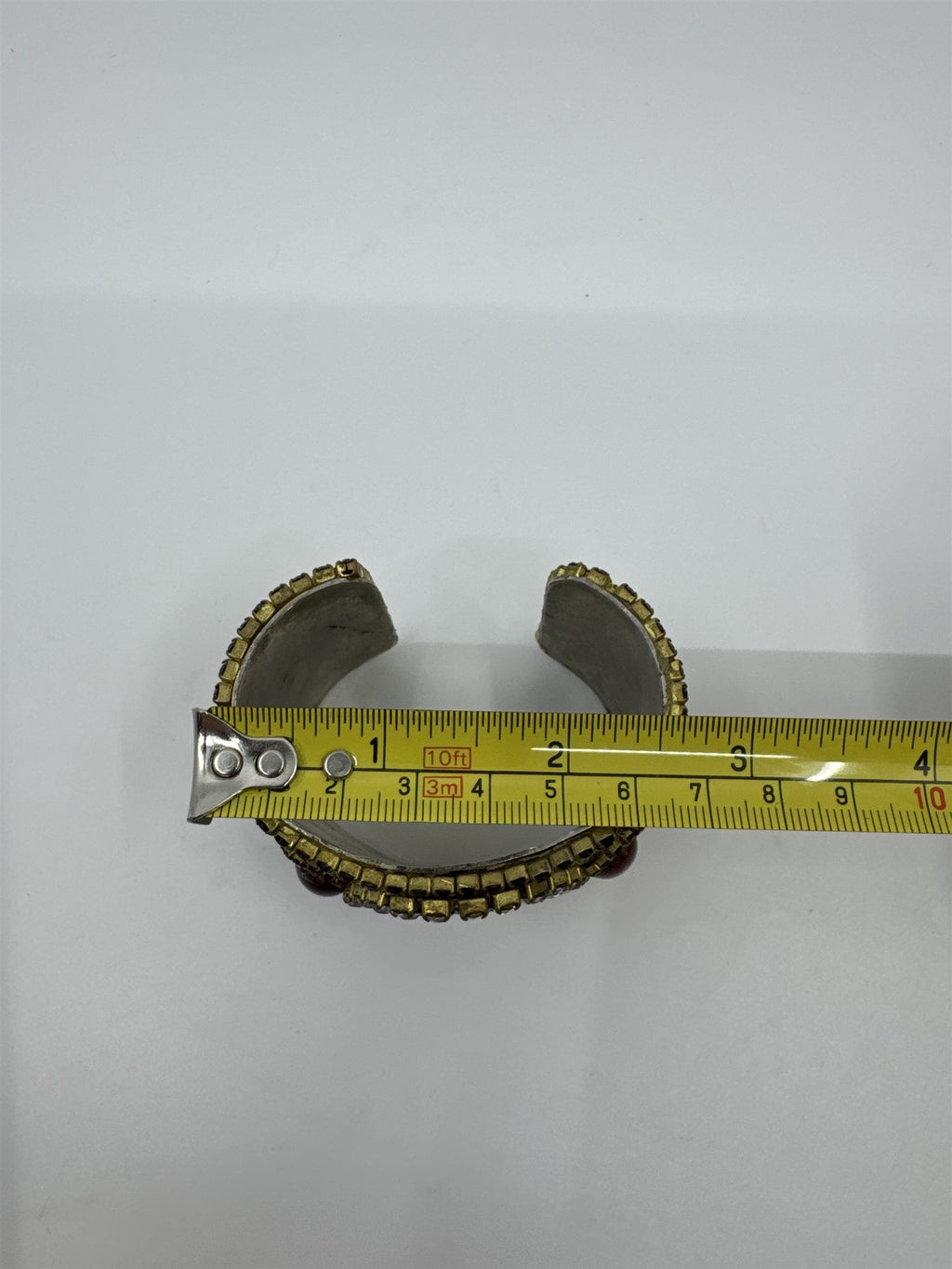Vintage Handmade 1980's 1984 Randy B Lang Womens Cuff Bracelet Black Glass Rhine