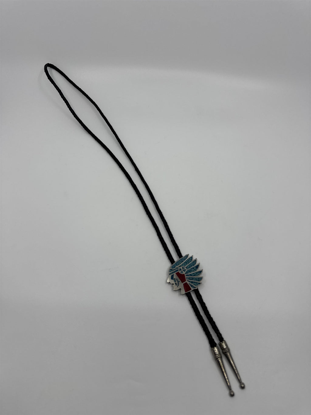 Vintage Bolo Native American Neck Tie Native American Indian Head Inlays