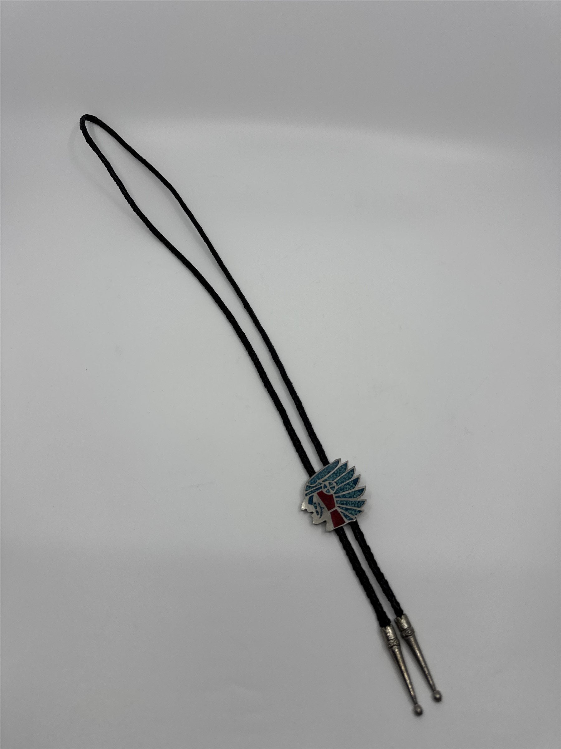 Vintage Bolo Native American Neck Tie Native American Indian Head Inlays