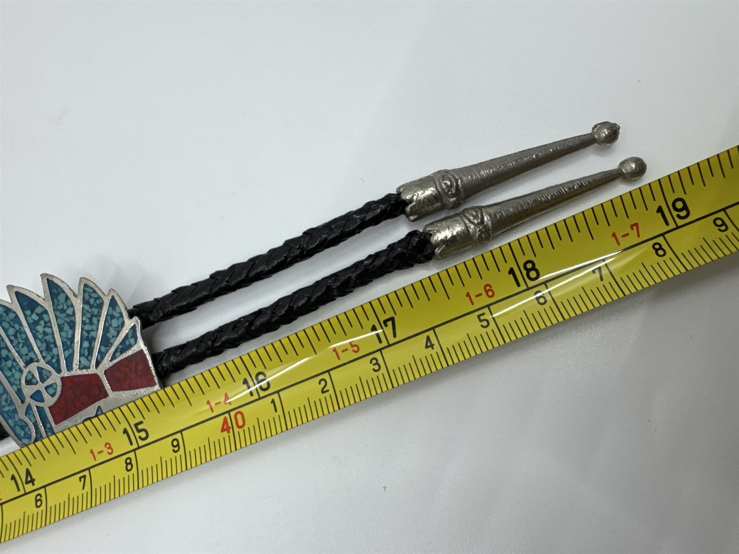 Vintage Bolo Native American Neck Tie Native American Indian Head Inlays
