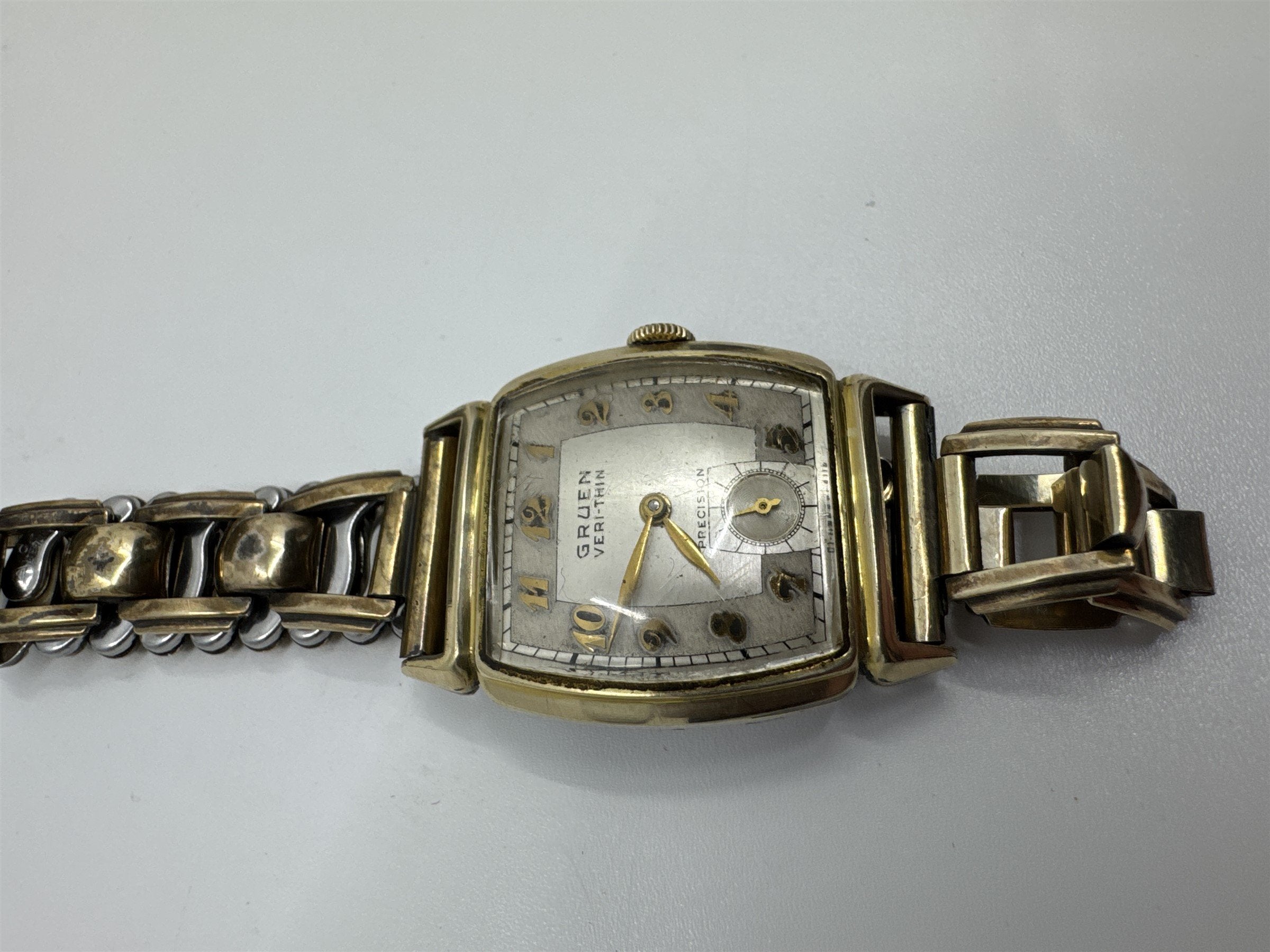 VTG Gruen VeriThin Precision Art Deco Gold Filled Watch Band Box Works ***READ