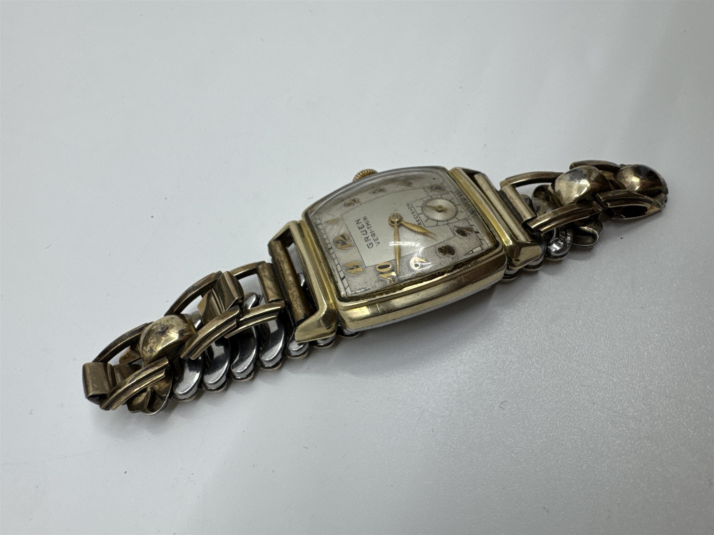 VTG Gruen VeriThin Precision Art Deco Gold Filled Watch Band Box Works ***READ