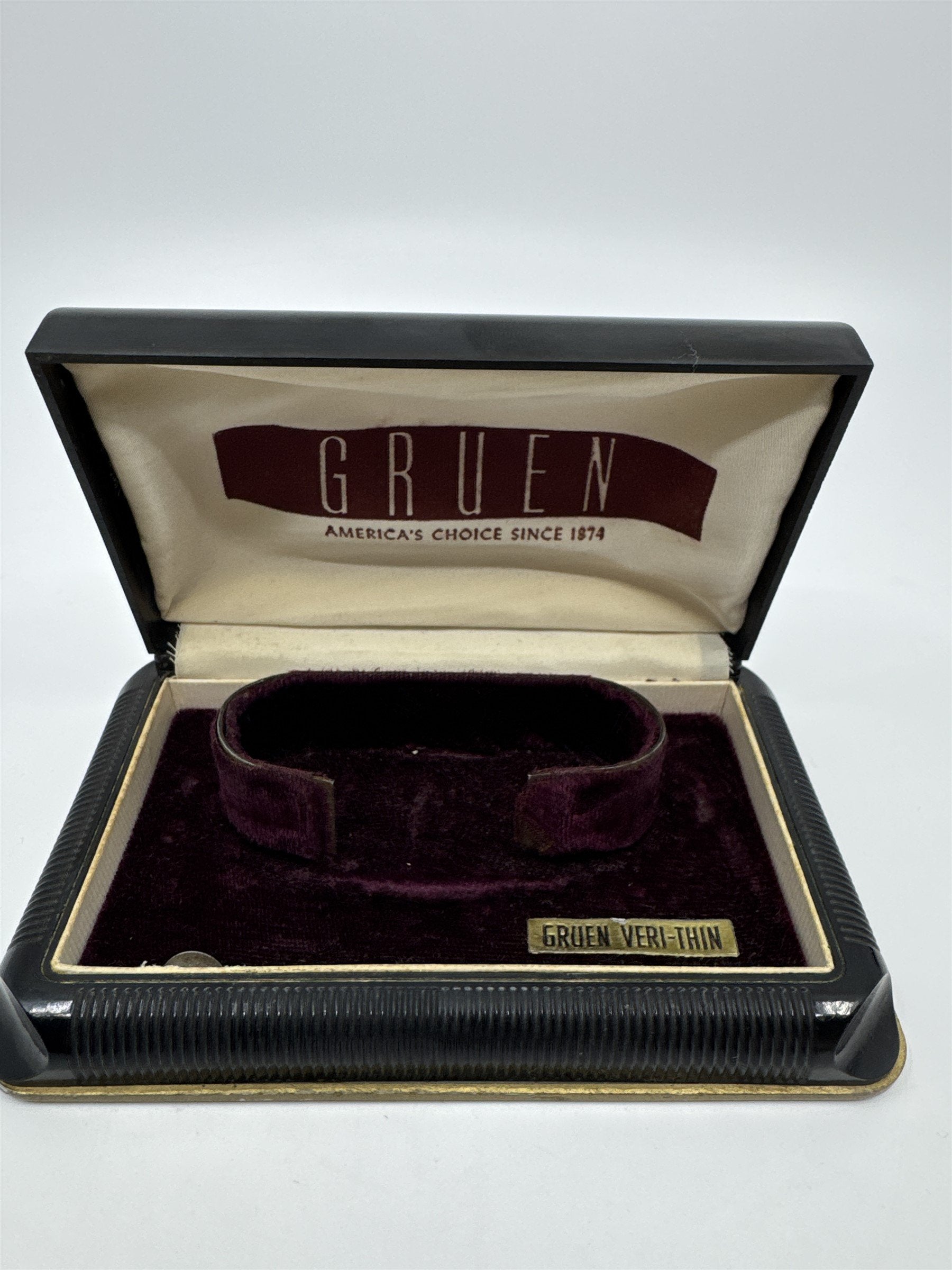VTG Gruen VeriThin Precision Art Deco Gold Filled Watch Band Box Works ***READ