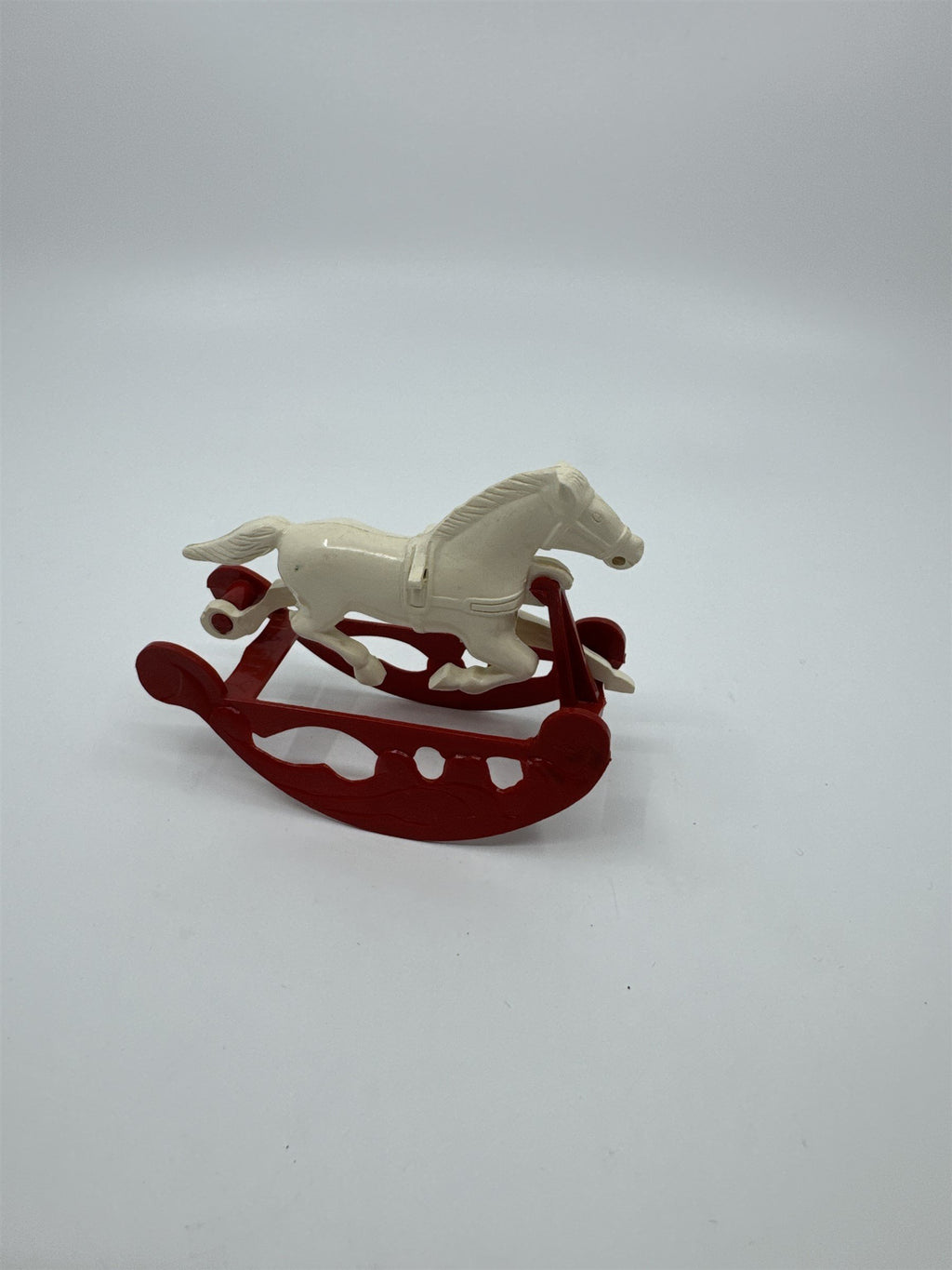 Vintage HARDY USA Rocking Horse Red/White Dollhouse Horse Hard Plastic Figure