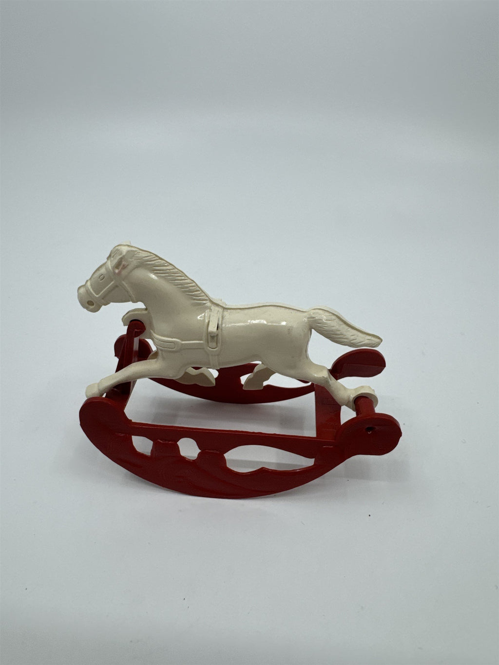 Vintage HARDY USA Rocking Horse Red/White Dollhouse Horse Hard Plastic Figure