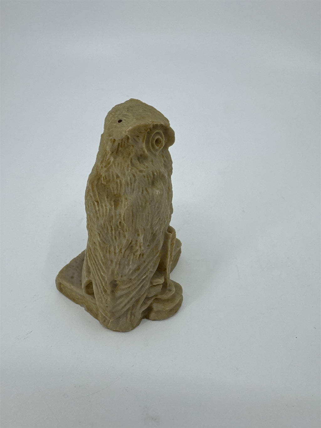 Vintage 3" Carved Owl Bird Figurine Stone on Books /w Quill Ink Well Smart Owl