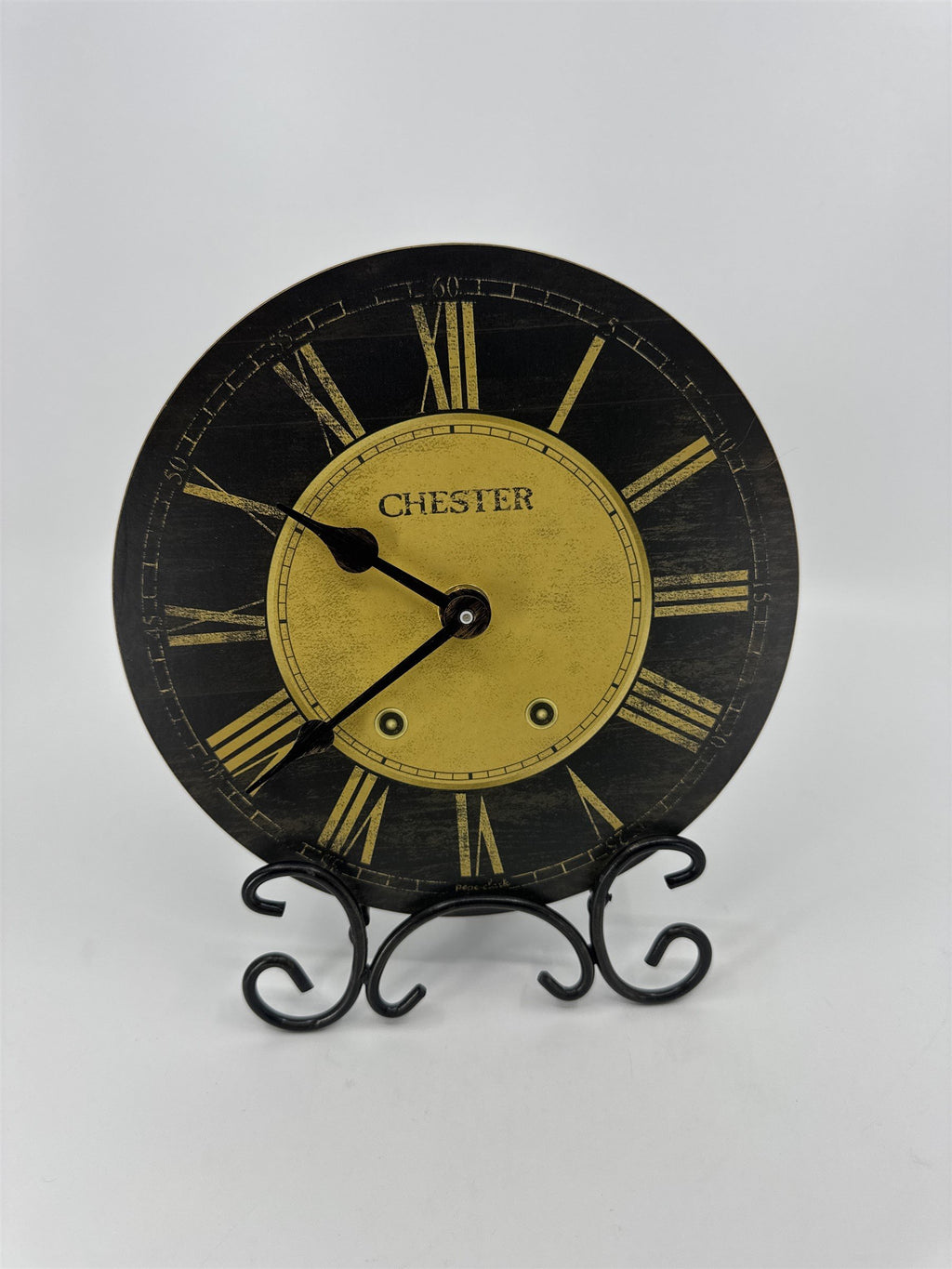 Vintage Home Interiors Chester Table/Hanging Clock Roman Numerals Black Art Deco