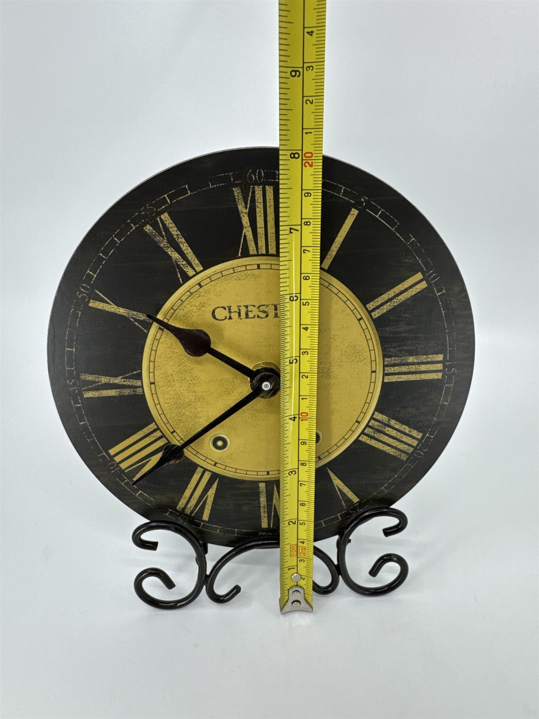 Vintage Home Interiors Chester Table/Hanging Clock Roman Numerals Black Art Deco