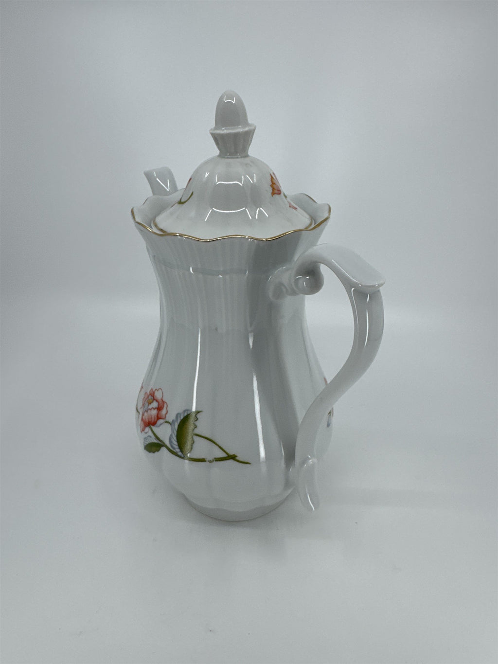 Vintage Walbrzych POLAND Orange Blue Green Flower Floral Coffee Pot Baum Bros