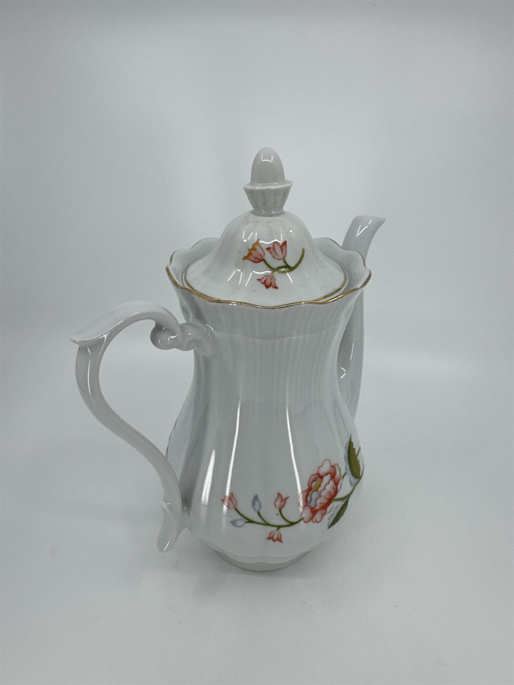Vintage Walbrzych POLAND Orange Blue Green Flower Floral Coffee Pot Baum Bros
