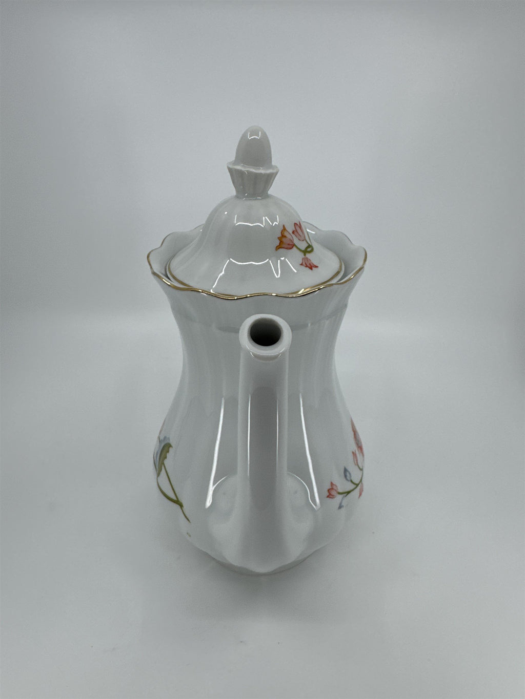 Vintage Walbrzych POLAND Orange Blue Green Flower Floral Coffee Pot Baum Bros