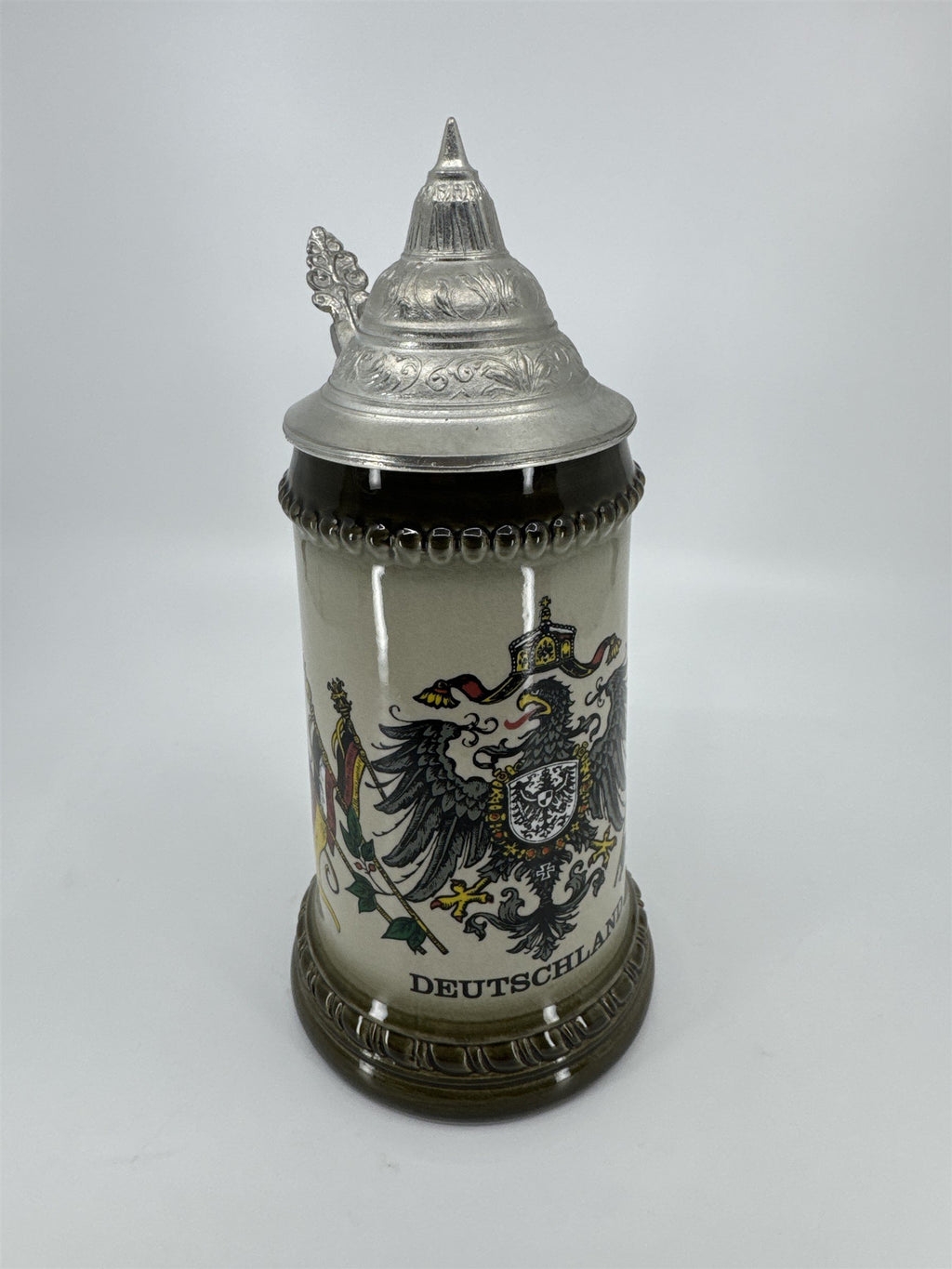 Vintage King 3 Germany Lidded Stein Deutschland Handmade Handpainted Drinking