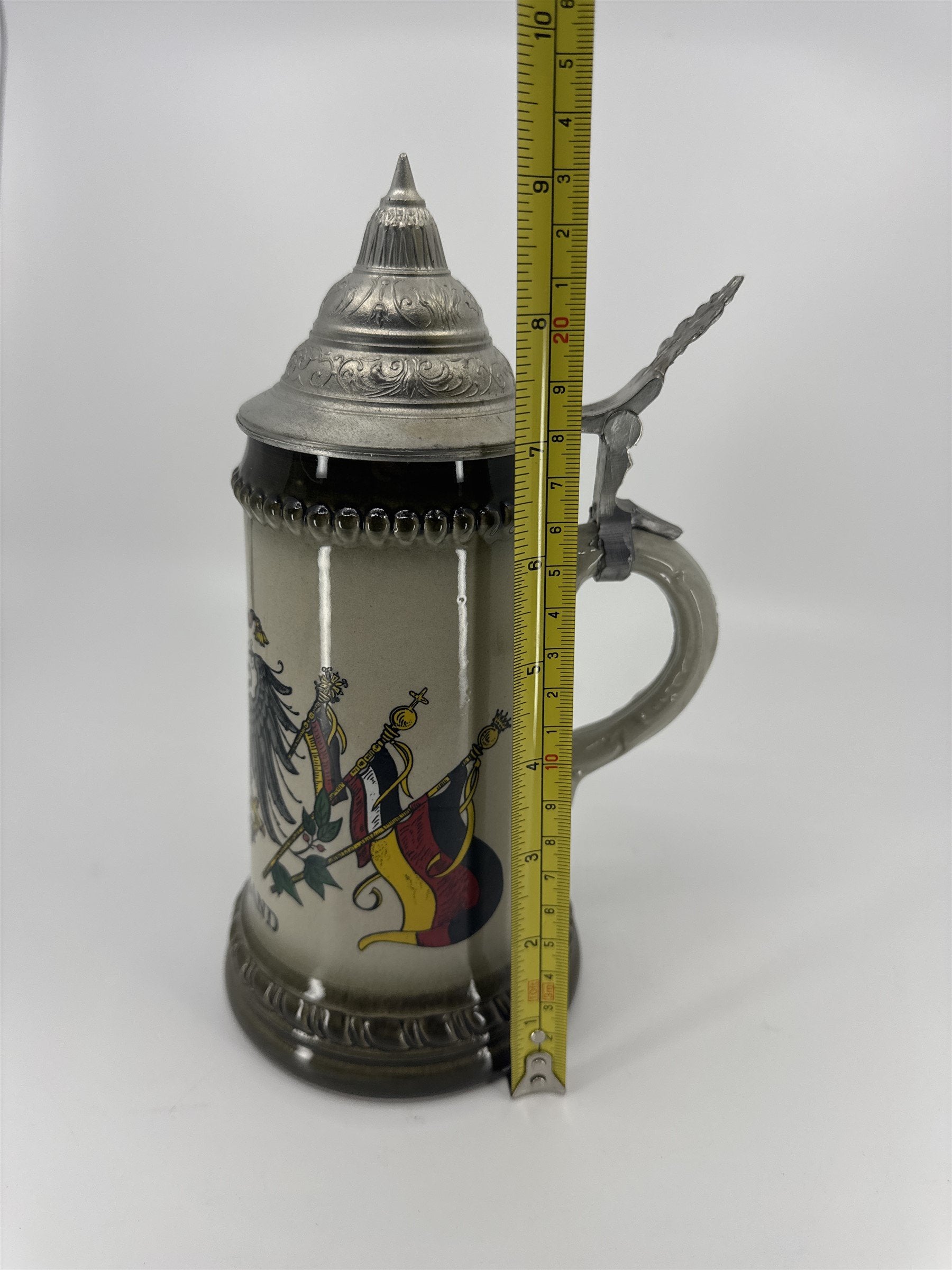 Vintage King 3 Germany Lidded Stein Deutschland Handmade Handpainted Drinking