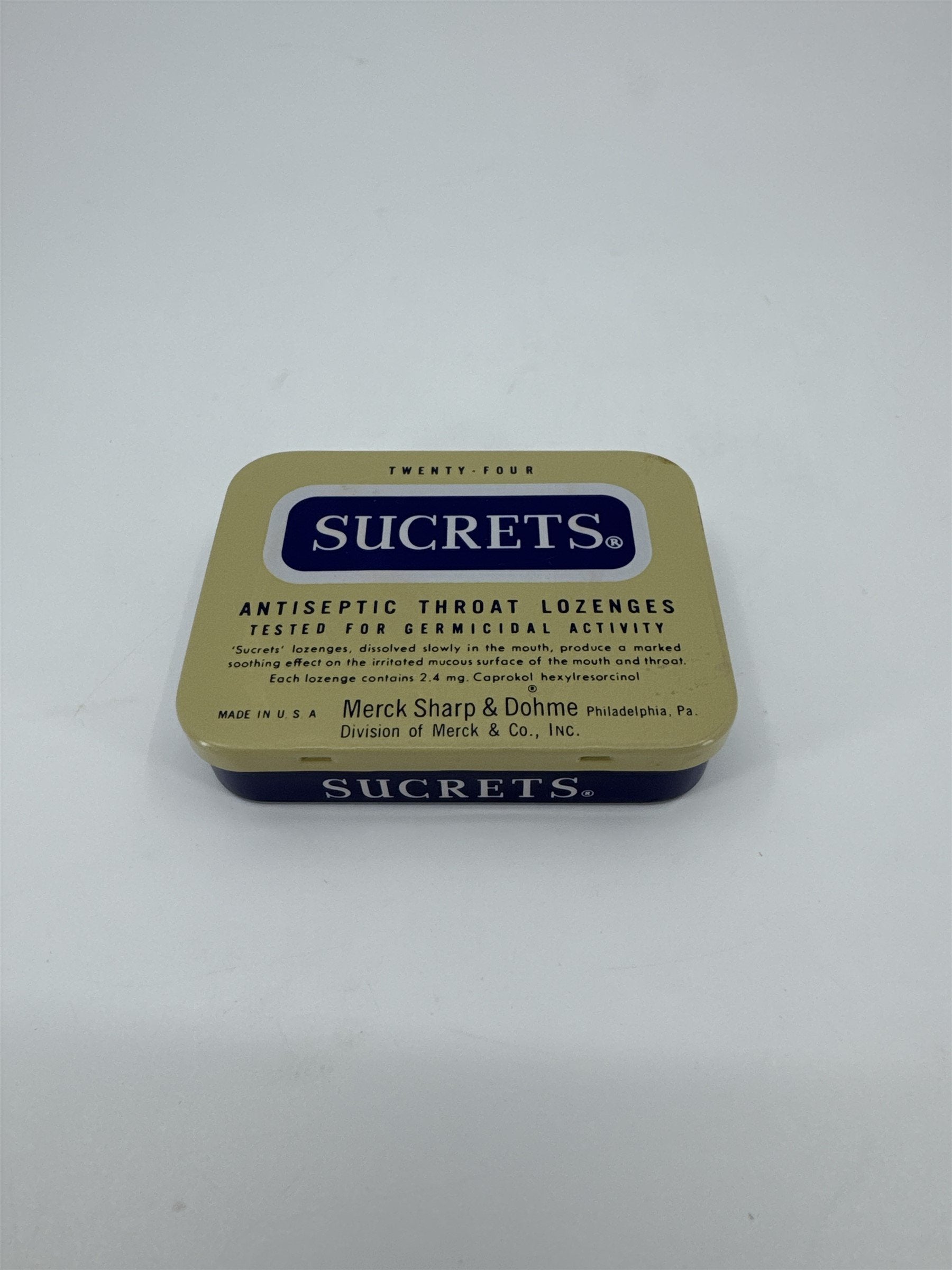 Vintage Sucrets Sharp & Dohme Antiseptic Throat Lozenges Tin Container Philly PA