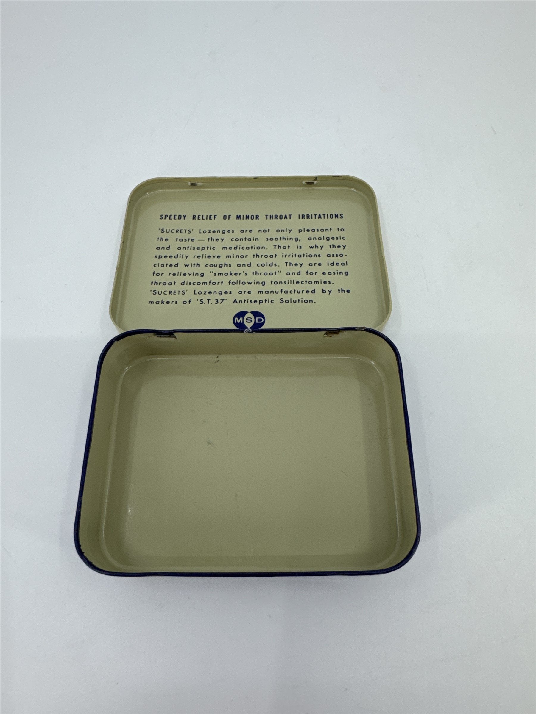 Vintage Sucrets Sharp & Dohme Antiseptic Throat Lozenges Tin Container Philly PA