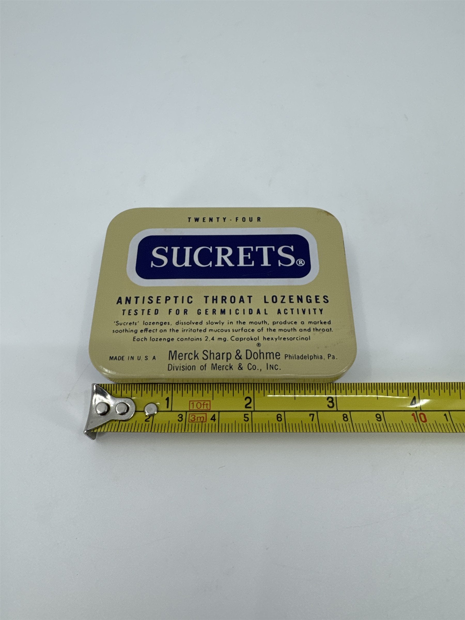 Vintage Sucrets Sharp & Dohme Antiseptic Throat Lozenges Tin Container Philly PA