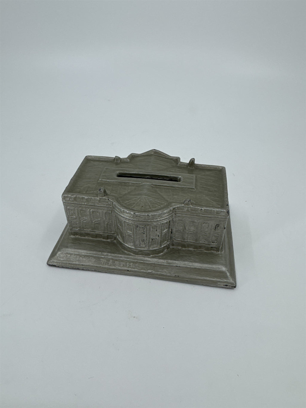 Vtg The White House Vintage 1930s Silvered Lead Metal Souvenir Money Coin Bank