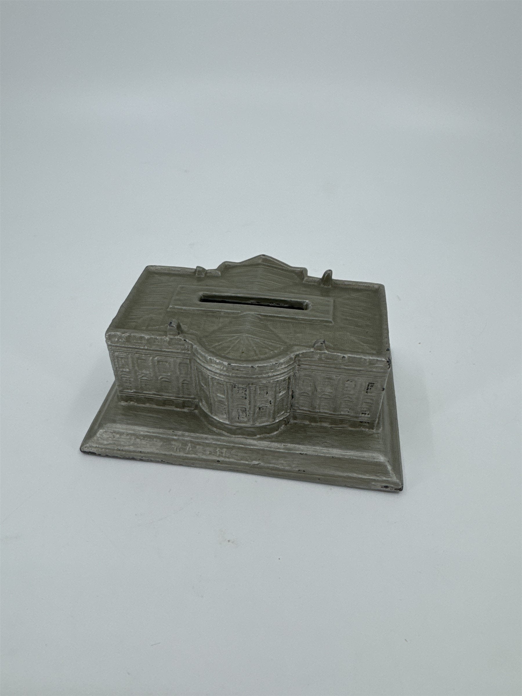 Vtg The White House Vintage 1930s Silvered Lead Metal Souvenir Money Coin Bank