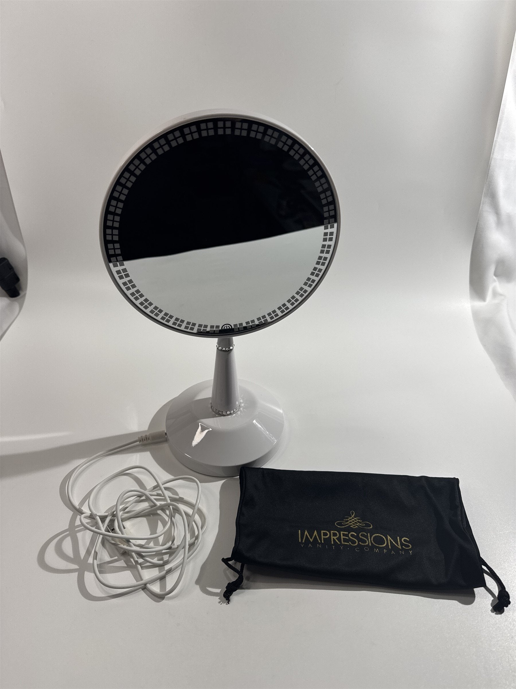 Impressions Vanity Handheld Stand Mirror RHINESTONE LED Battery Light Up