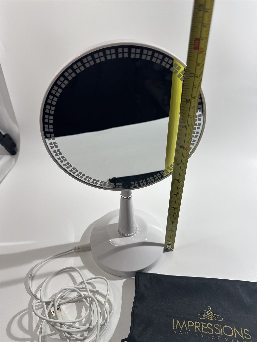 Impressions Vanity Handheld Stand Mirror RHINESTONE LED Battery Light Up