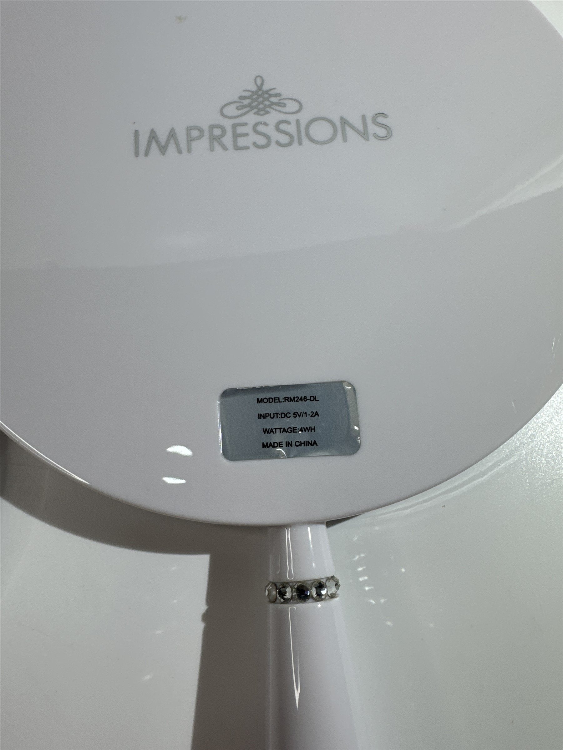 Impressions Vanity Handheld Stand Mirror RHINESTONE LED Battery Light Up