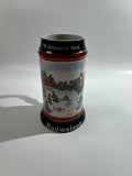 1991 Anheuser Busch Budweiser Bud Holiday Christmas Beer Stein Clydesdales