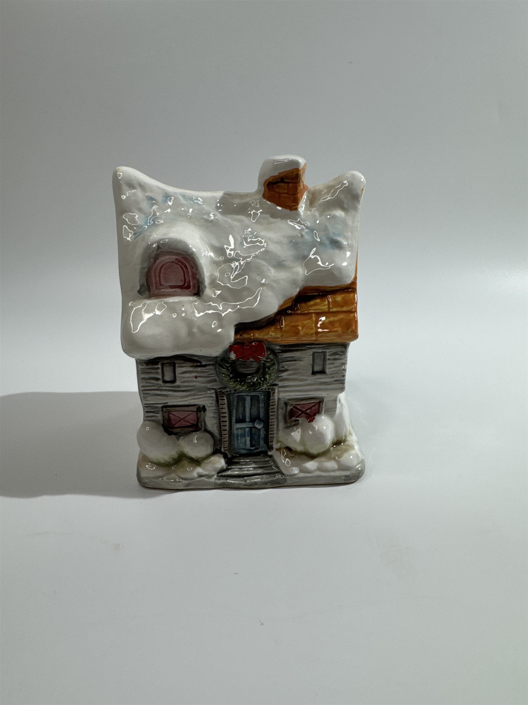 Vintage MCM Japanese Ceramic Xmas Christmas House Bank Japan Made Village Home