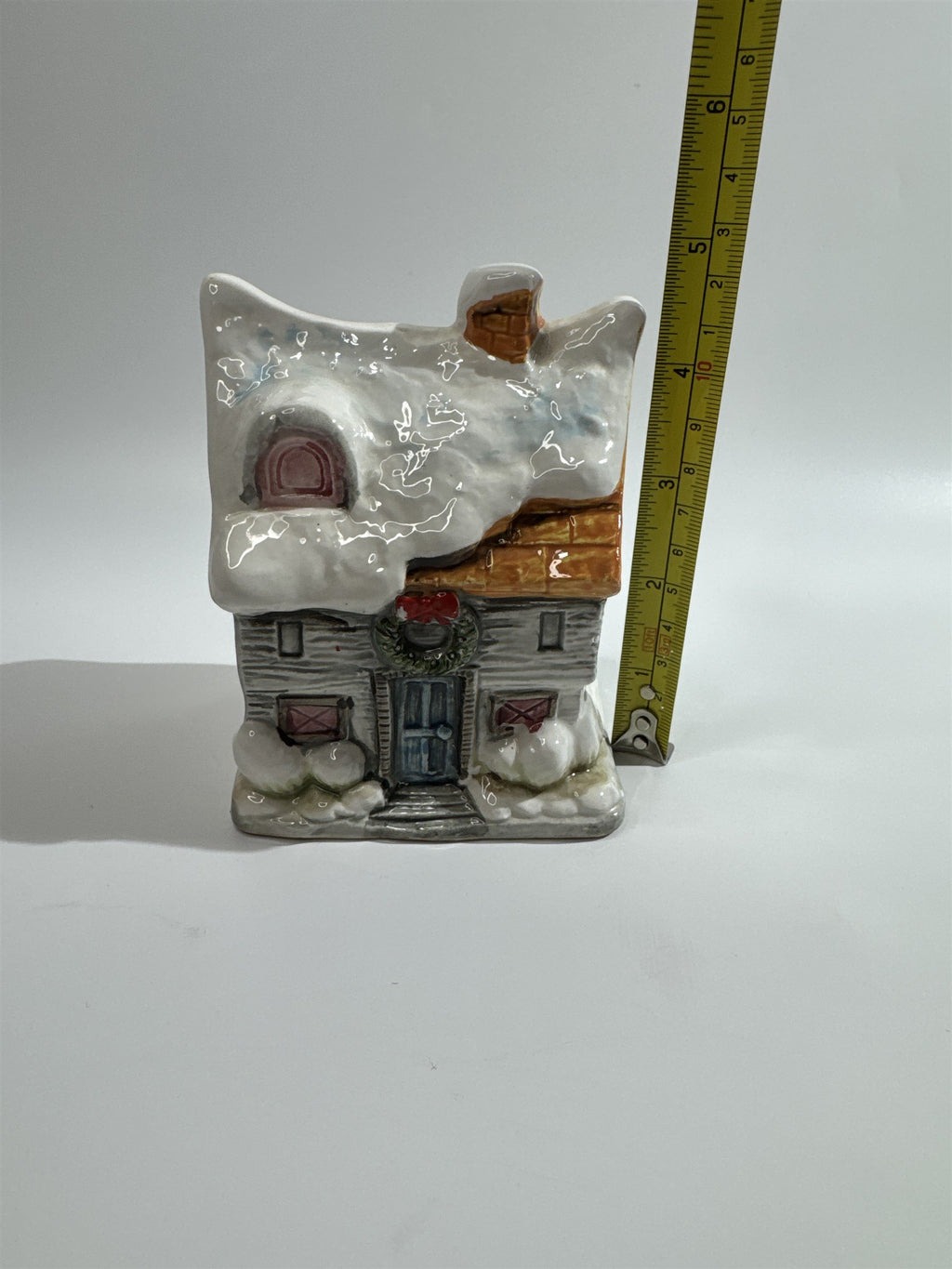 Vintage MCM Japanese Ceramic Xmas Christmas House Bank Japan Made Village Home