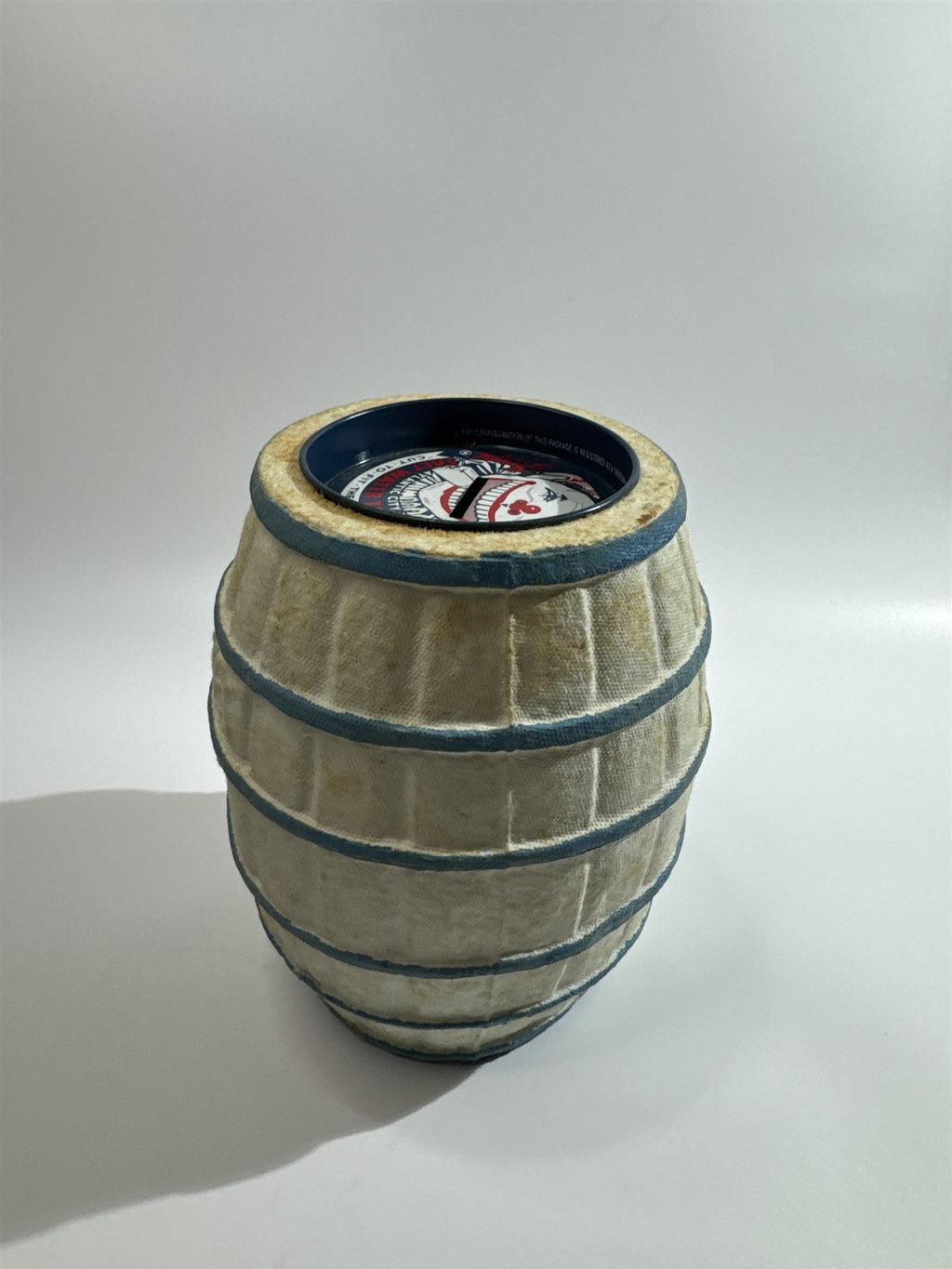 Vintage James Piggy Bank Actual Paper Mache Barrel Candy Salt Water Taffy Coin