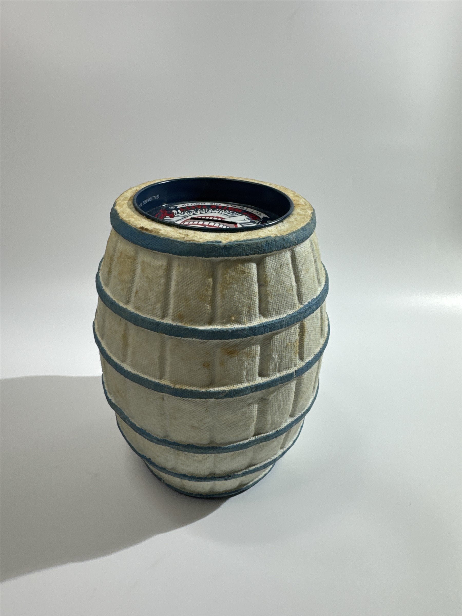 Vintage James Piggy Bank Actual Paper Mache Barrel Candy Salt Water Taffy Coin
